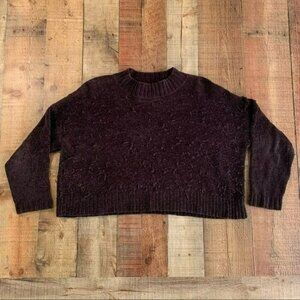 BP womens size small oversized cropped crew neck soft sweater in black